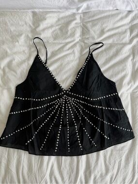 BRAND NEW Urban outfitters Black Studded V-Neck Cami Top